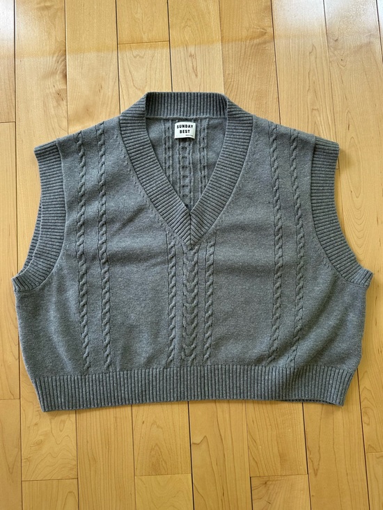 Sunday Best Sweaters - Sunday Best Dark Grey Cable Knit Sweater Vest
